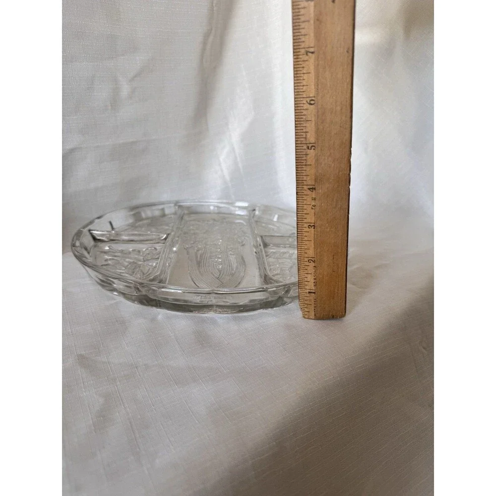 Indiana Glass Vintage Platter Relish Tray Heavy Pressed Glass 10 1/4 Inches